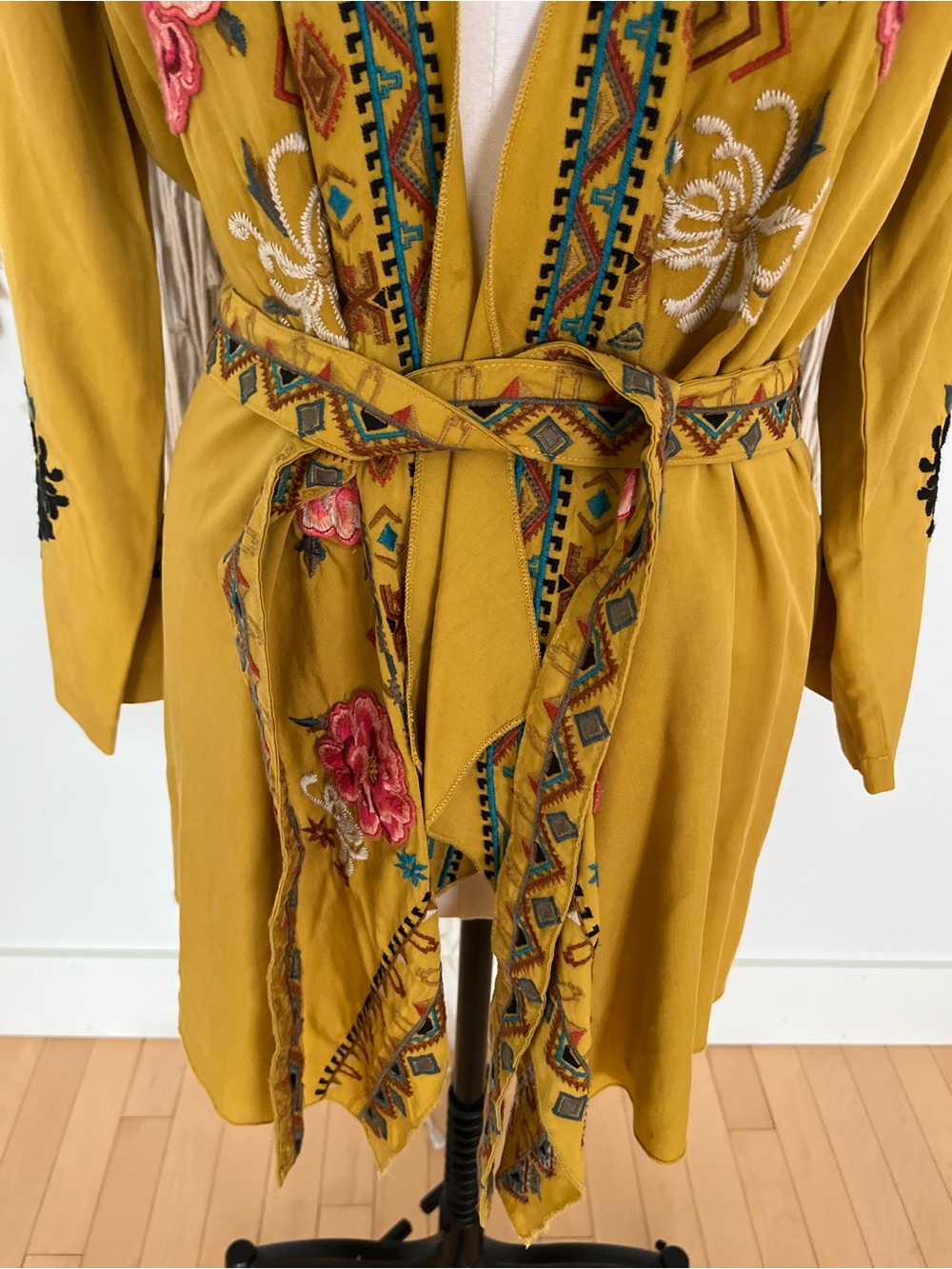 DRIFTWOOD Embroidered Tie-Waist Kimono Cardigan - Picture 4 of 13